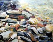 Flussbett Dhünn, 2008, Acryl/LW, 100x80cm